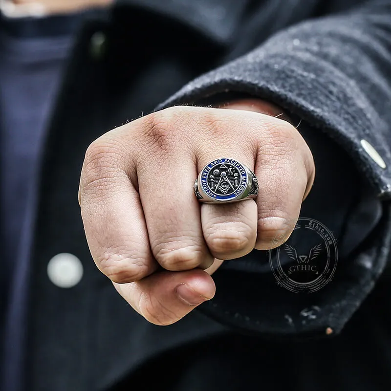 Vintage Masonic Symbol Stainless Steel Ring sold by GTHIC product image thumbnail 2