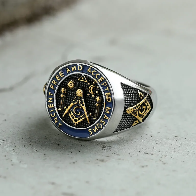 Vintage Masonic Symbol Stainless Steel Ring sold by GTHIC