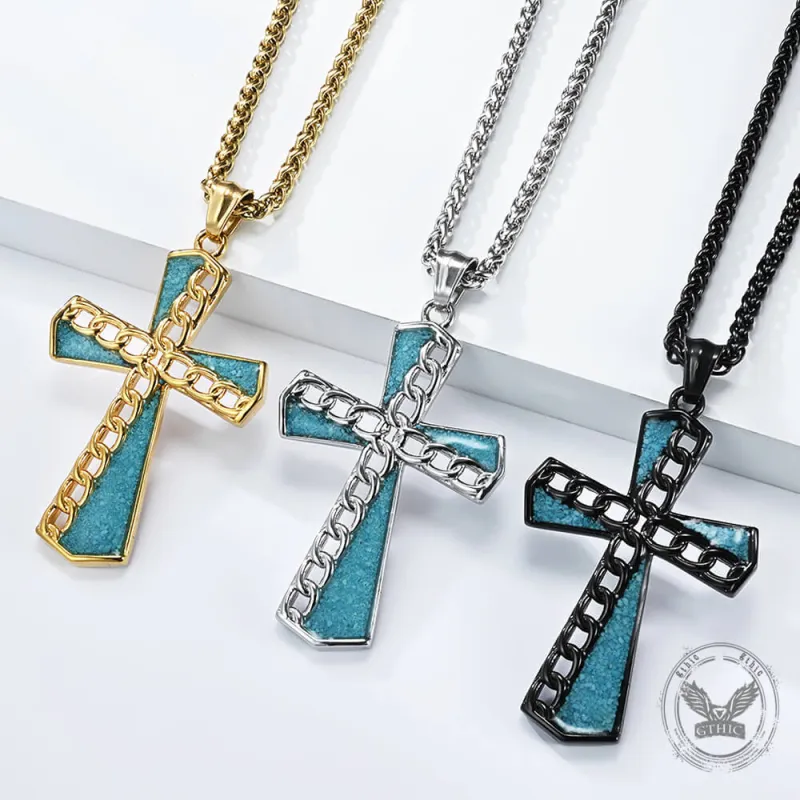 Fashion Chain Turquoise Cross Stainless Steel Pendant sold by GTHIC