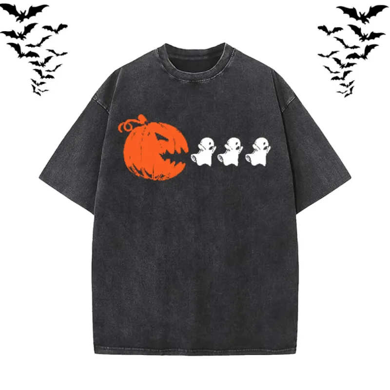 Vintage Washed Pumpkin Eat Ghosts T-shirt sold by GTHIC