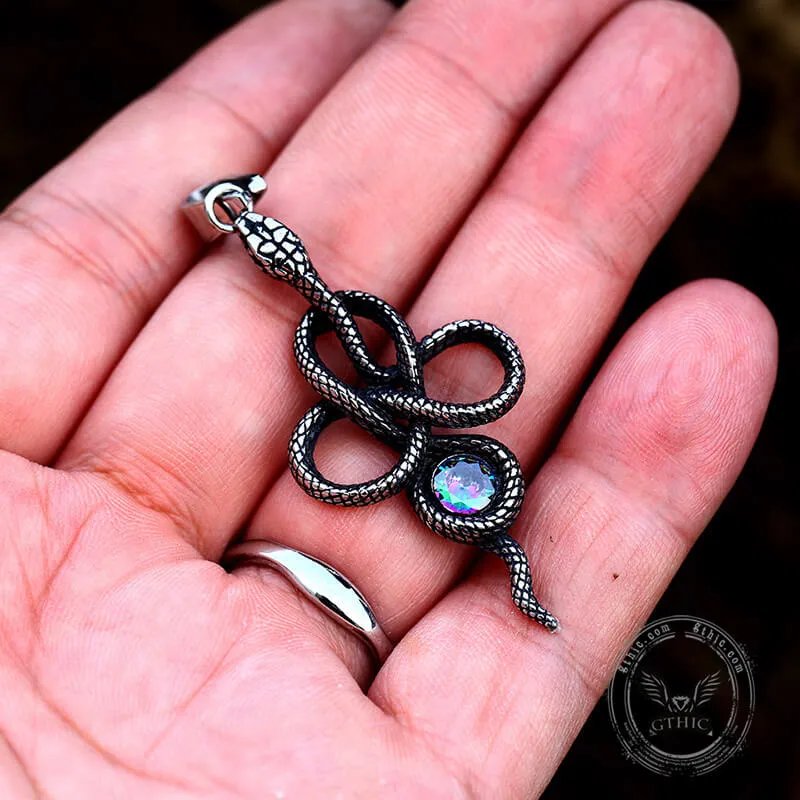 Coiled Snake Inlaid Zircon Stainless Steel Pendant sold by GTHIC product image thumbnail 3