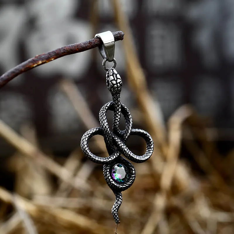 Coiled Snake Inlaid Zircon Stainless Steel Pendant sold by GTHIC