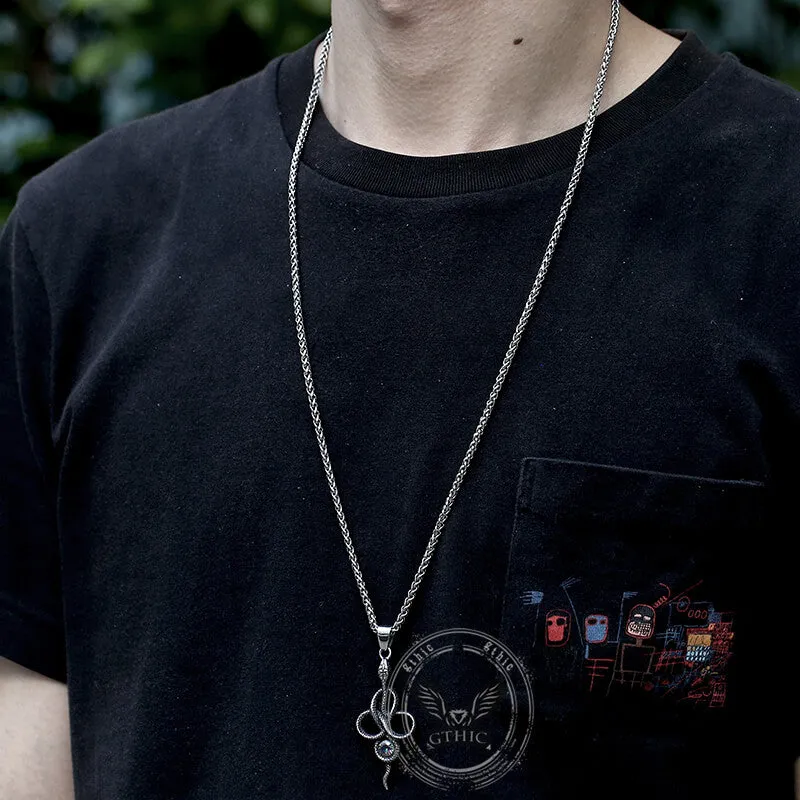 Coiled Snake Inlaid Zircon Stainless Steel Pendant sold by GTHIC product image thumbnail 2