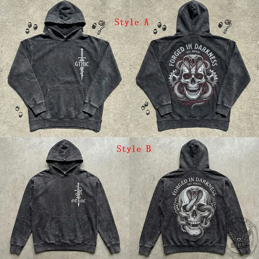 Forged In Darkness Skull Snake Vintage Washed Hoodie sold by GTHIC product image thumbnail 5