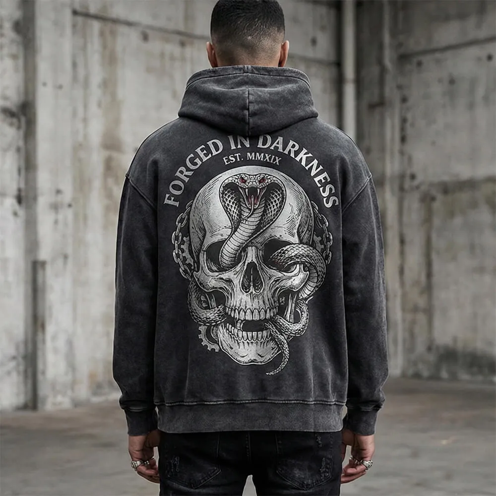 Forged In Darkness Skull Snake Vintage Washed Hoodie sold by GTHIC product image thumbnail 3