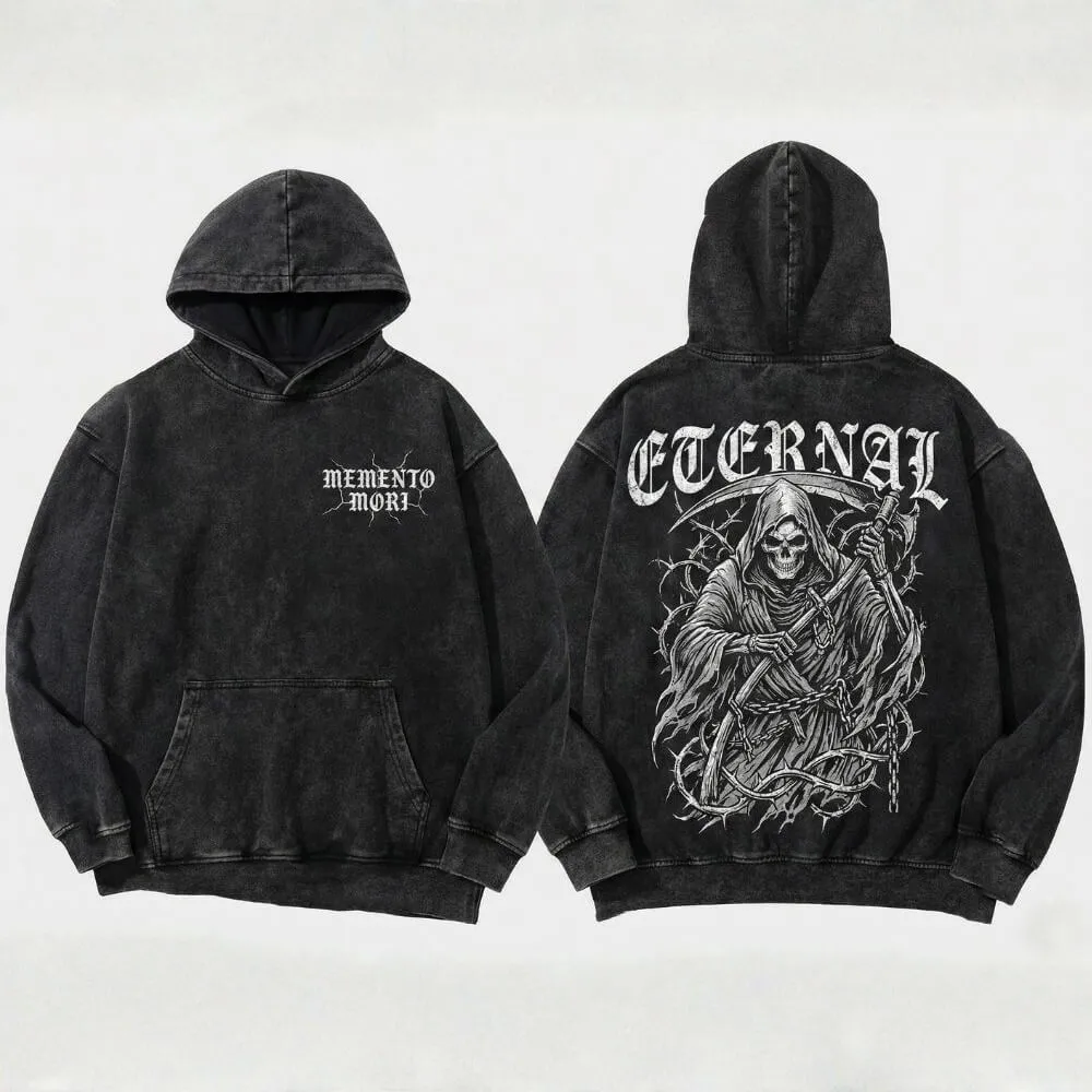 Eternal Grim Reaper Skull Vintage Washed Hoodie sold by GTHIC