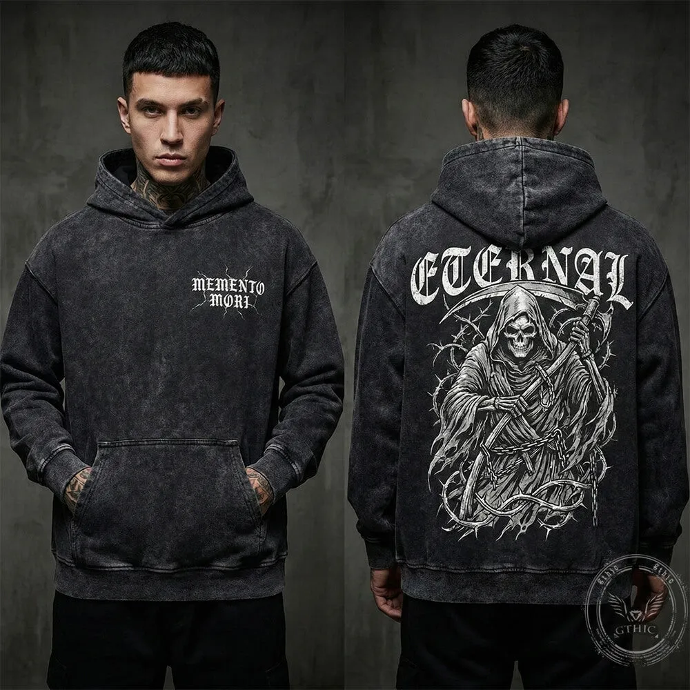 Eternal Grim Reaper Skull Vintage Washed Hoodie sold by GTHIC product image thumbnail 2