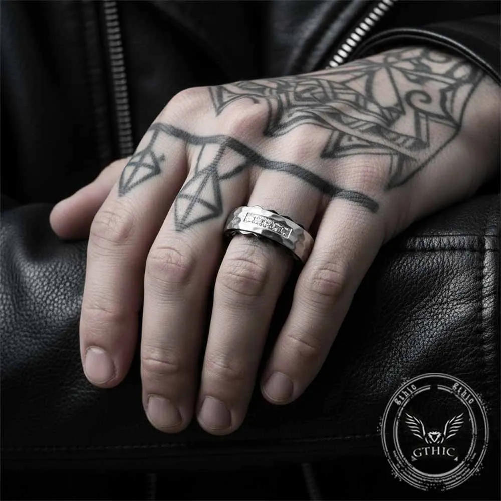 Simple Gem-Set Two-Tone Gear Stainless Steel Ring sold by GTHIC product image thumbnail 2