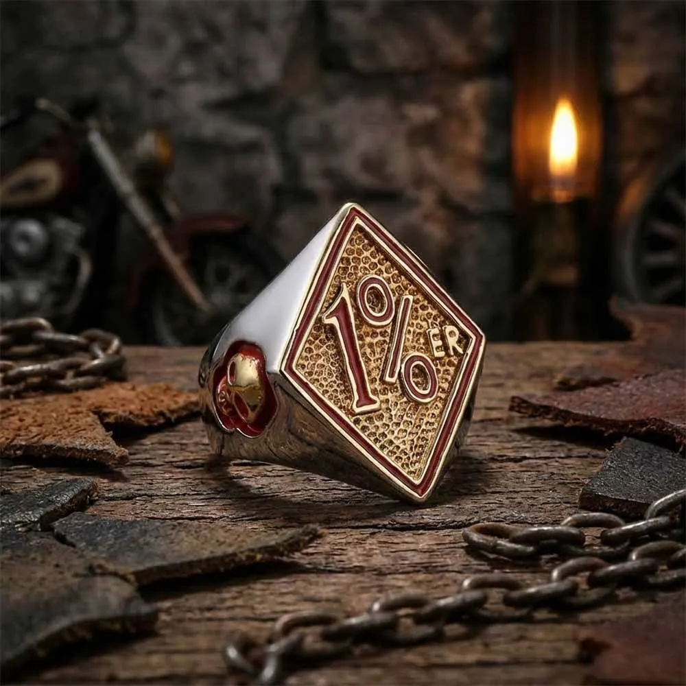 Punk Rhombus 1%ER Skull Stainless Steel Ring sold by GTHIC product image thumbnail 3