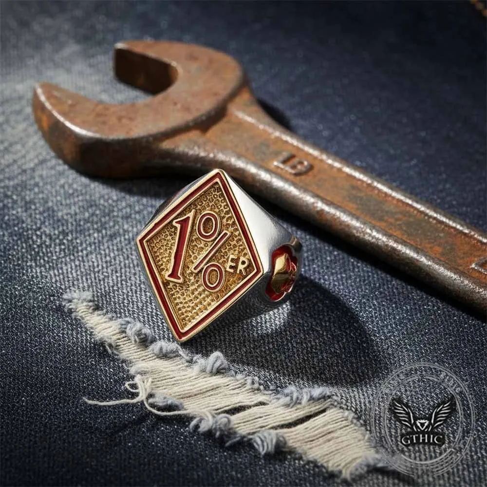 Punk Rhombus 1%ER Skull Stainless Steel Ring sold by GTHIC product image thumbnail 4