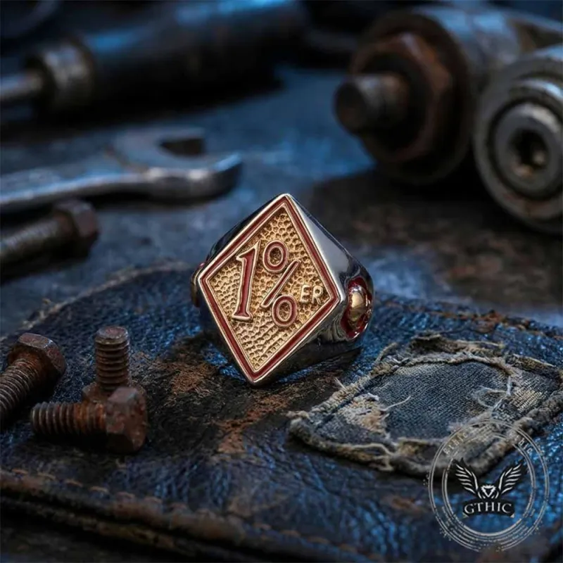 Punk Rhombus 1%ER Skull Stainless Steel Ring made by GTHIC