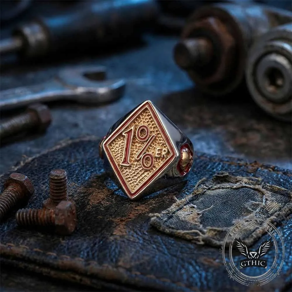 Punk Rhombus 1%ER Skull Stainless Steel Ring sold by GTHIC