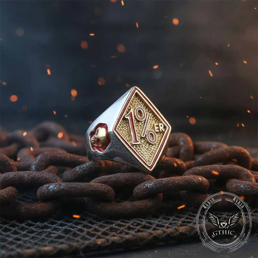 Punk Rhombus 1%ER Skull Stainless Steel Ring sold by GTHIC product image thumbnail 5