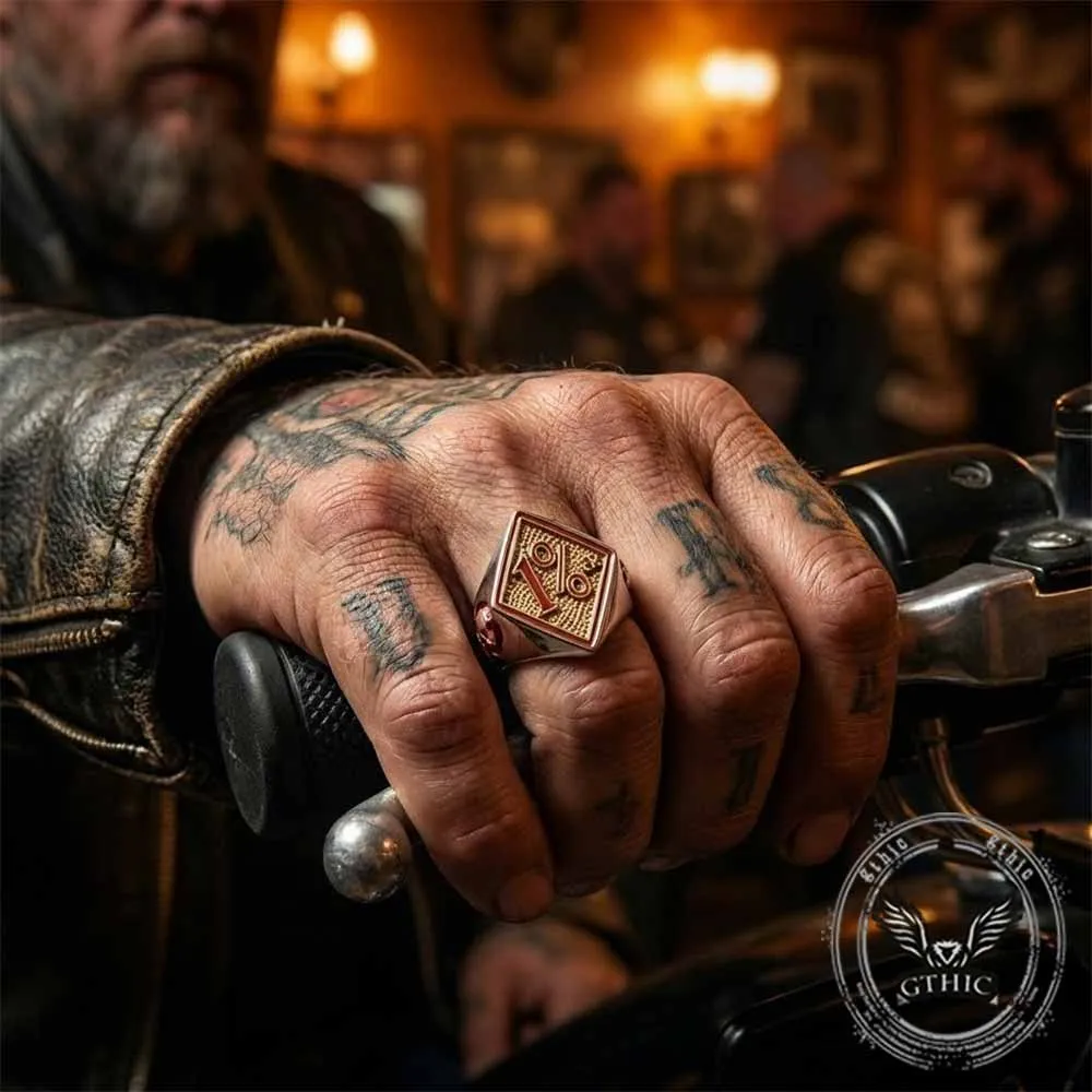 Punk Rhombus 1%ER Skull Stainless Steel Ring sold by GTHIC product image thumbnail 2