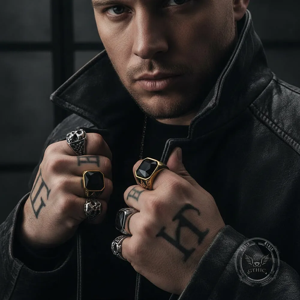 Classic Masonic Black Gem Stainless Steel Ring sold by GTHIC product image thumbnail 3