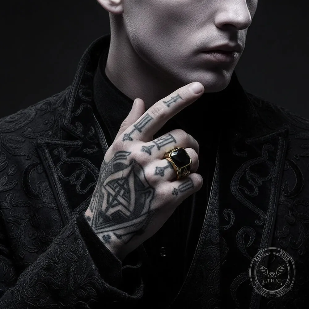 Classic Masonic Black Gem Stainless Steel Ring sold by GTHIC product image thumbnail 2