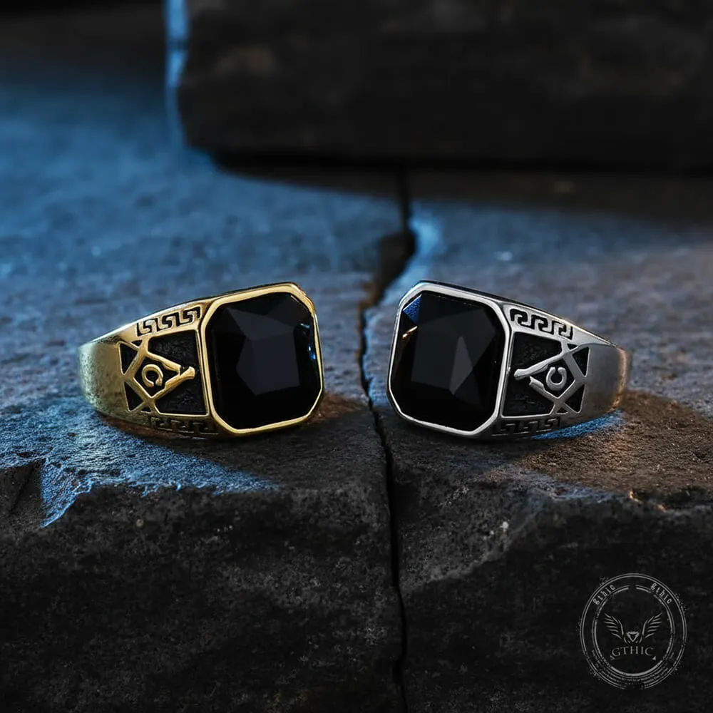 Classic Masonic Black Gem Stainless Steel Ring sold by GTHIC