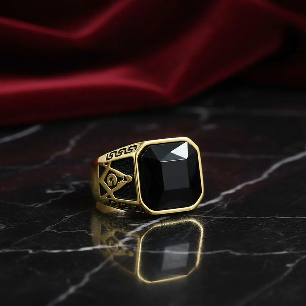 Classic Masonic Black Gem Stainless Steel Ring sold by GTHIC product image thumbnail 5