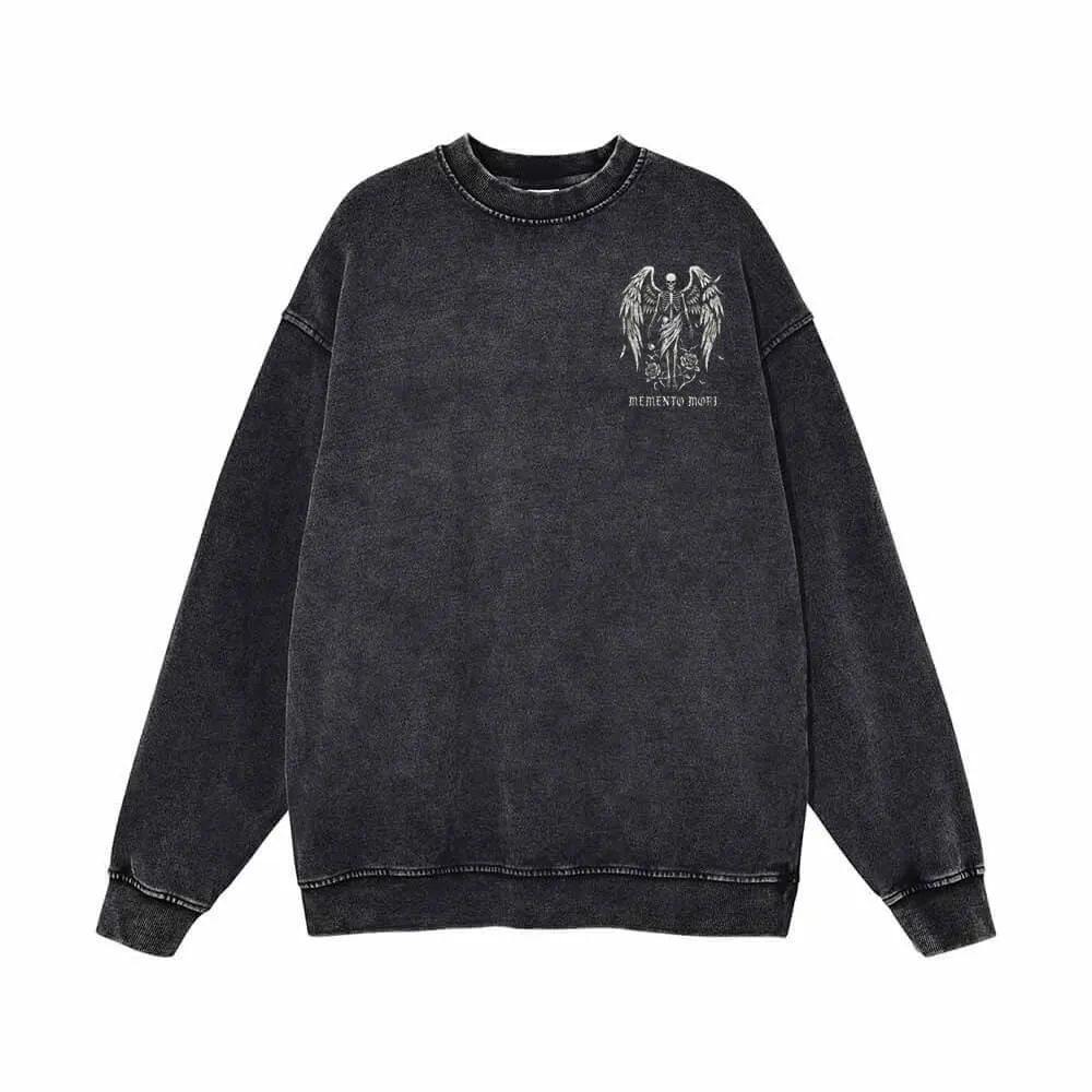 Eternal Fall Angel Skull Vintage Washed Sweatshirt sold by GTHIC product image thumbnail 4
