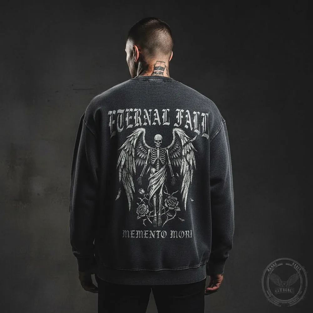 Eternal Fall Angel Skull Vintage Washed Sweatshirt sold by GTHIC product image thumbnail 3