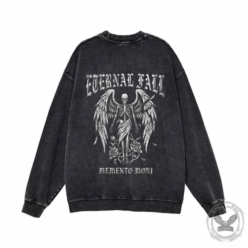 Eternal Fall Angel Skull Vintage Washed Sweatshirt sold by GTHIC product image thumbnail 5