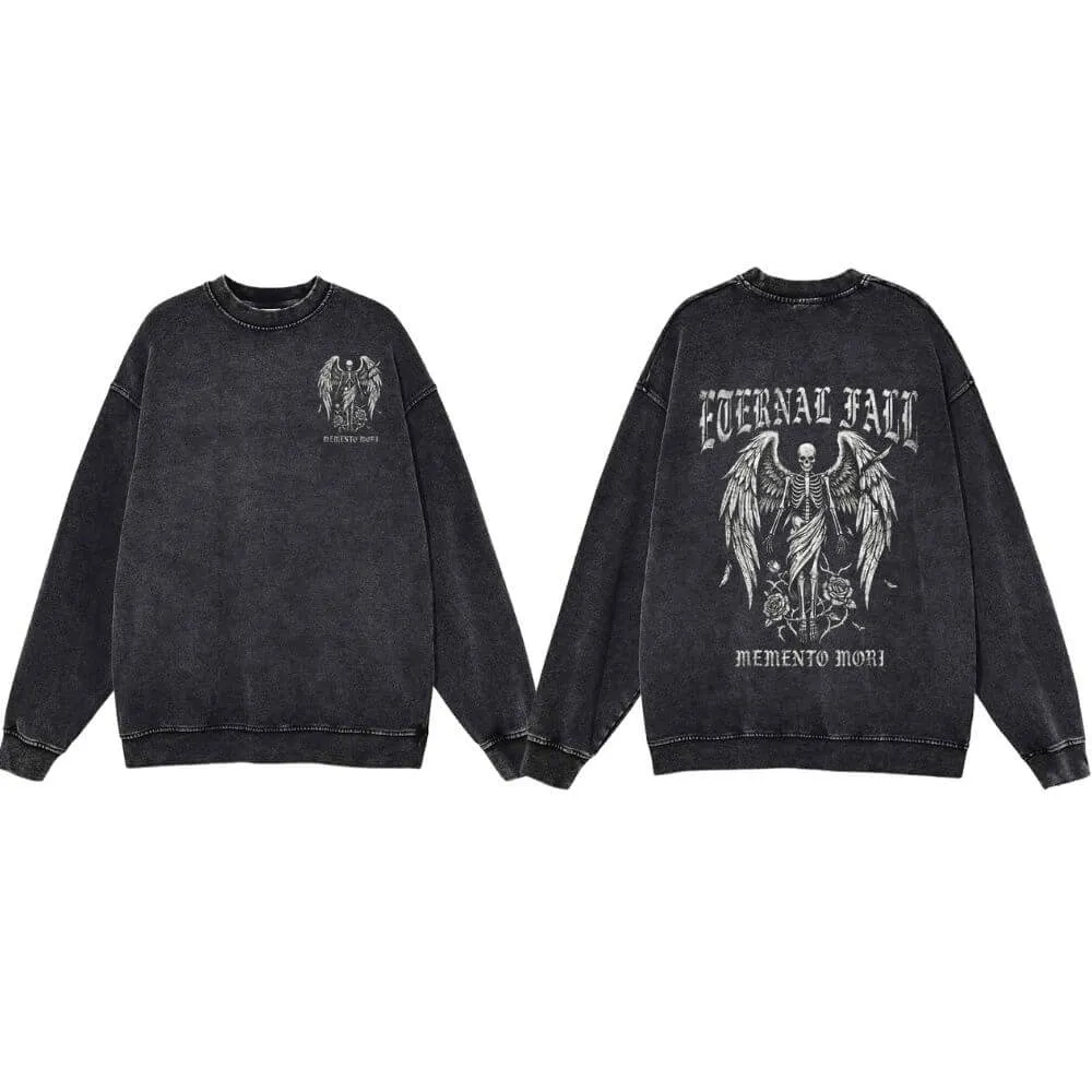 Eternal Fall Angel Skull Vintage Washed Sweatshirt sold by GTHIC