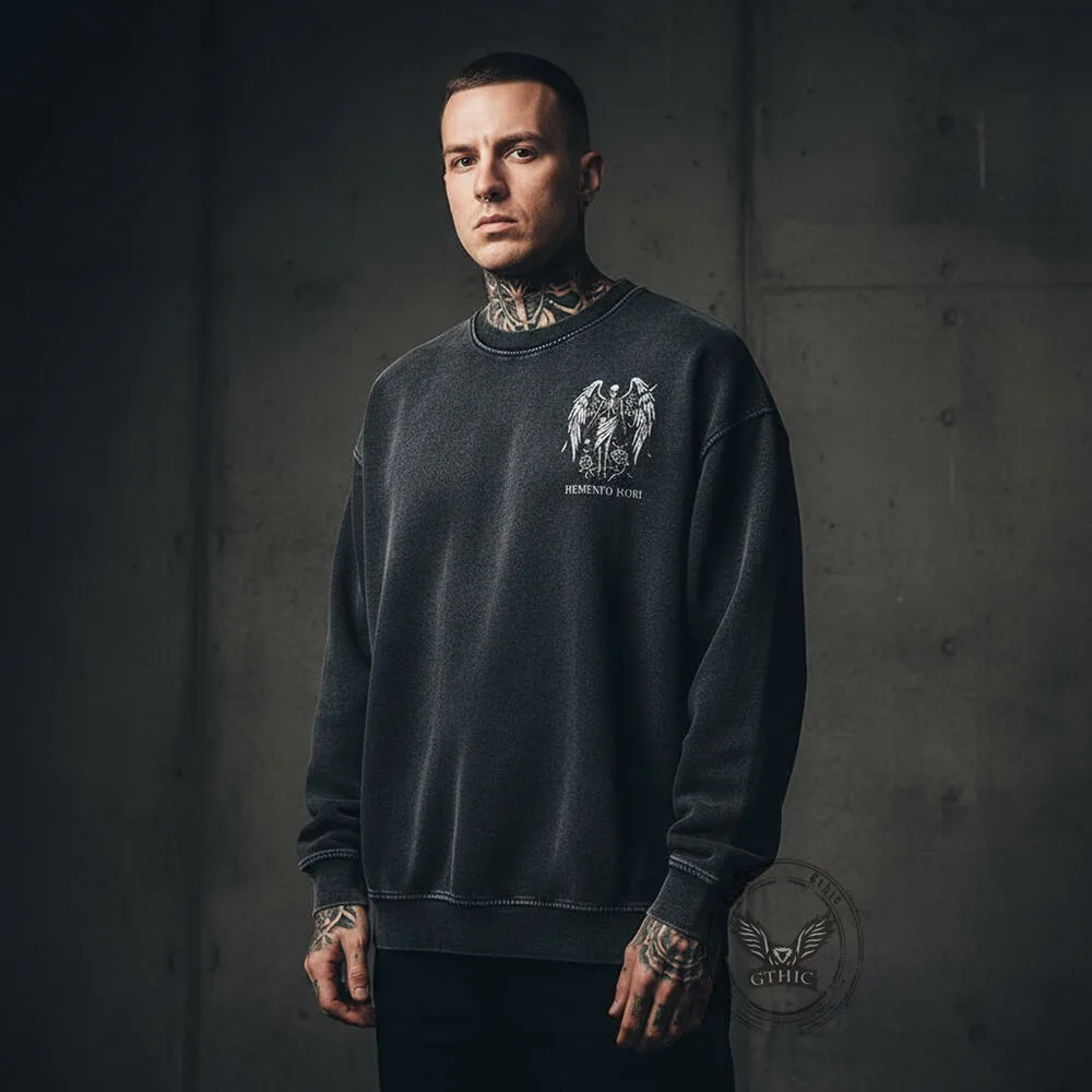 Eternal Fall Angel Skull Vintage Washed Sweatshirt sold by GTHIC product image thumbnail 2