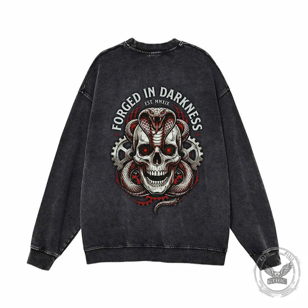 Forged In Darkness Skull Snake Vintage Washed Sweatshirt sold by GTHIC product image thumbnail 4
