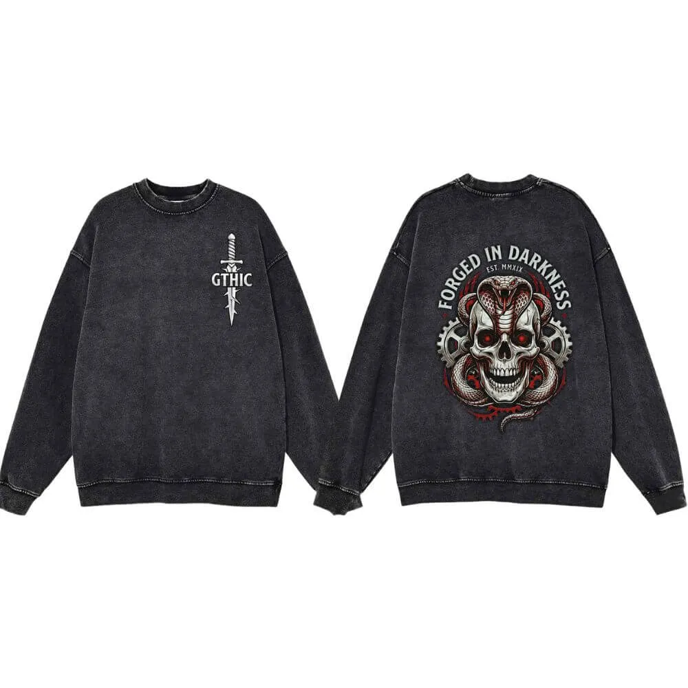 Forged In Darkness Skull Snake Vintage Washed Sweatshirt sold by GTHIC
