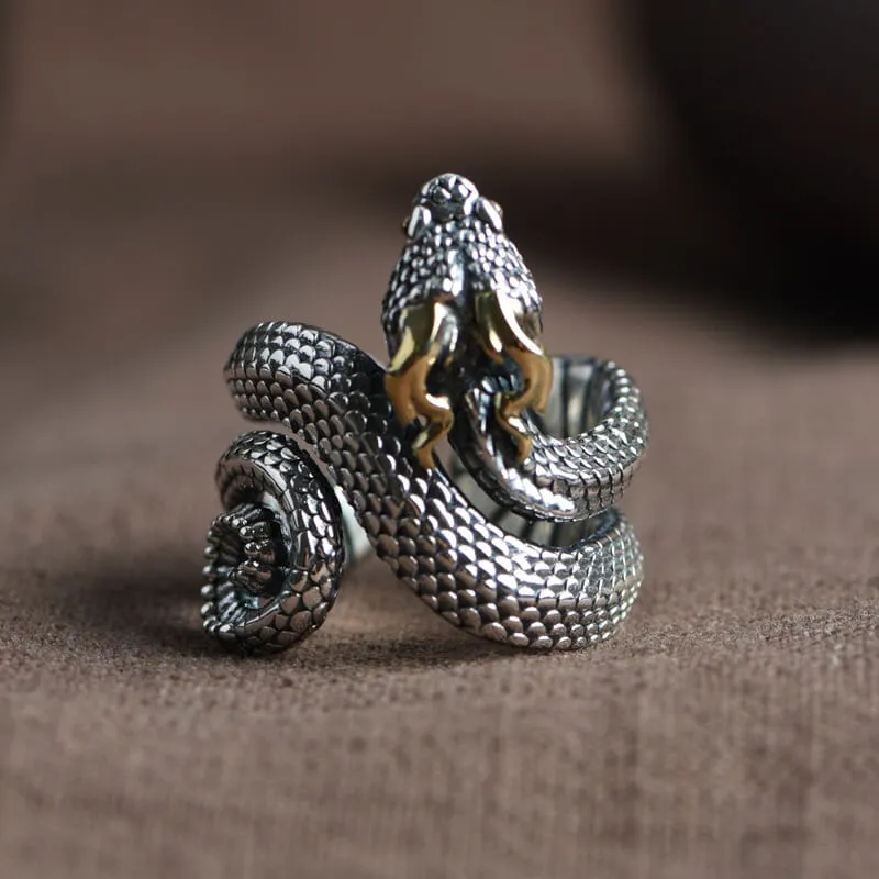 Vintage Horned Snake Sterling Silver Animal Ring sold by GTHIC
