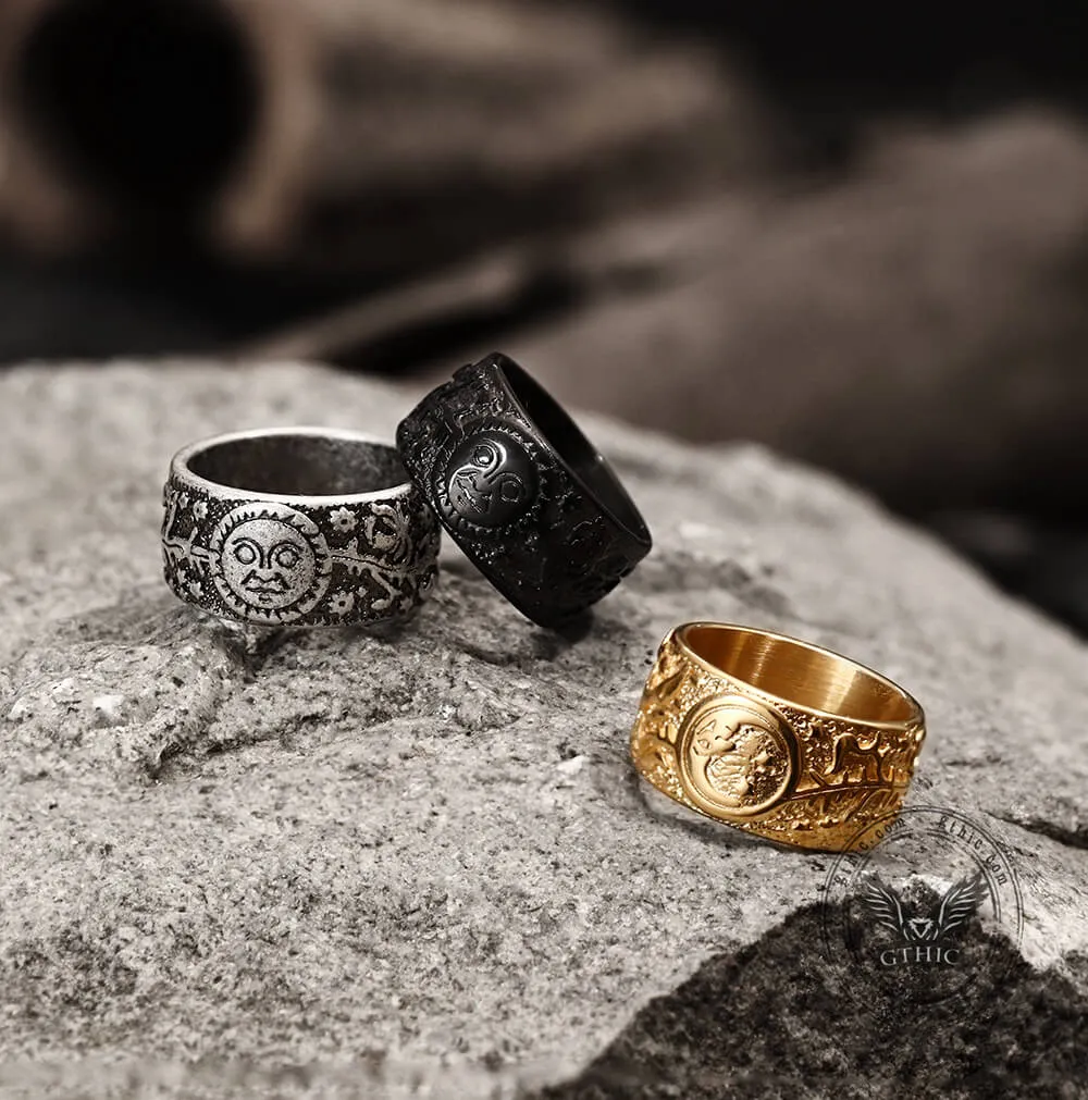 Sun Moon and Stars Stainless Steel Band Ring sold by GTHIC product image thumbnail 5