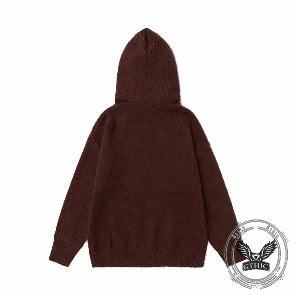 Street Lettered Faux Mink Knit Hooded Sweater sold by GTHIC product image thumbnail 5