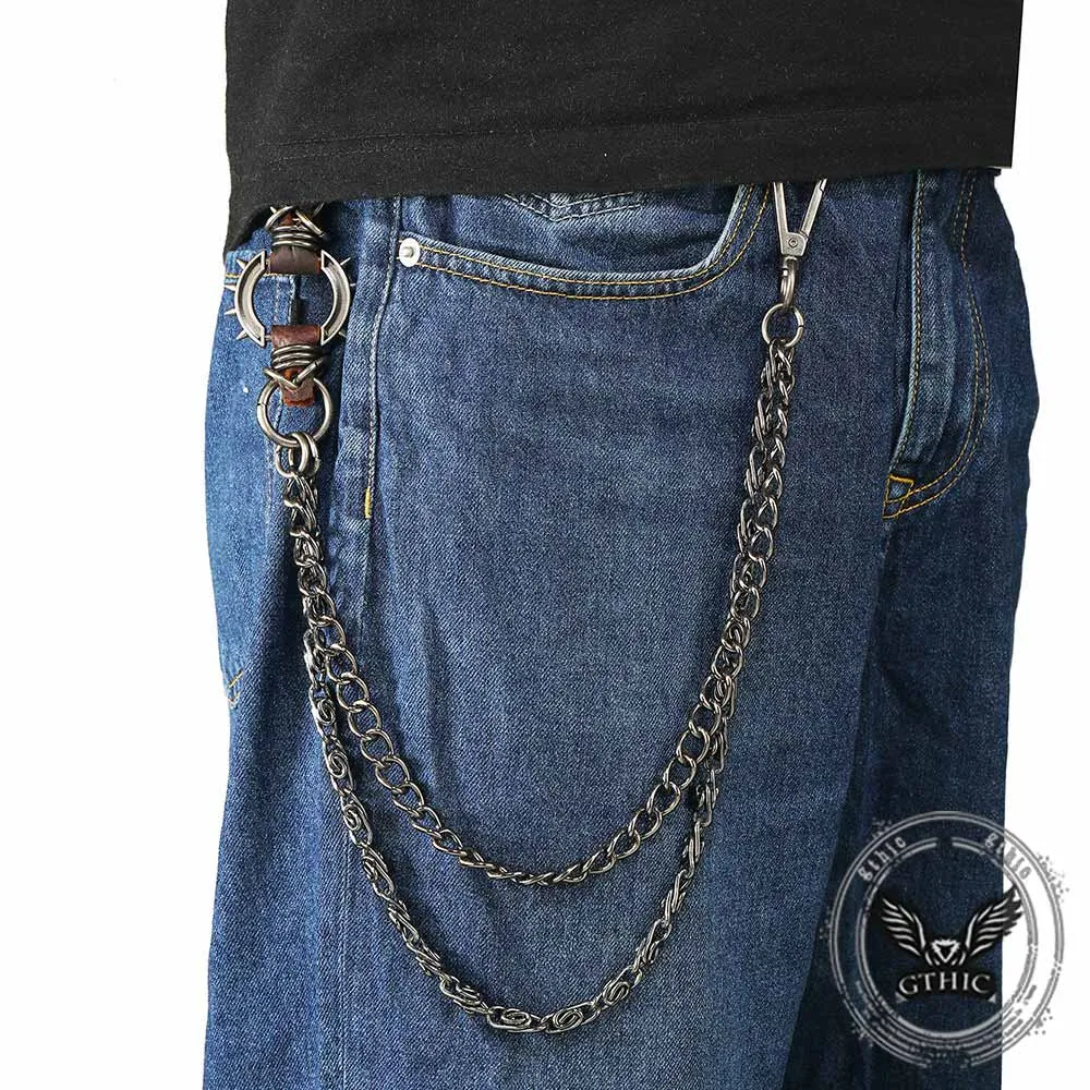 Punk Spiked Double-Chain Alloy Pants Chain sold by GTHIC