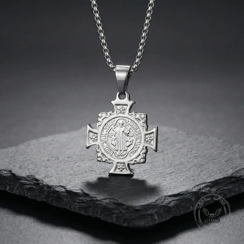 Vintage St. Benedict Cross Stainless Steel Pendant sold by GTHIC