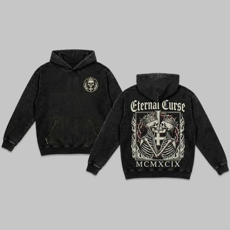 Gothic Eternal Curse Skull Vintage Washed Hoodie sold by GTHIC