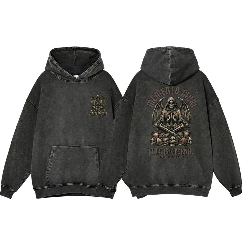 Fate Is Eternal Winged Skeleton Vintage Washed Hoodie sold by GTHIC