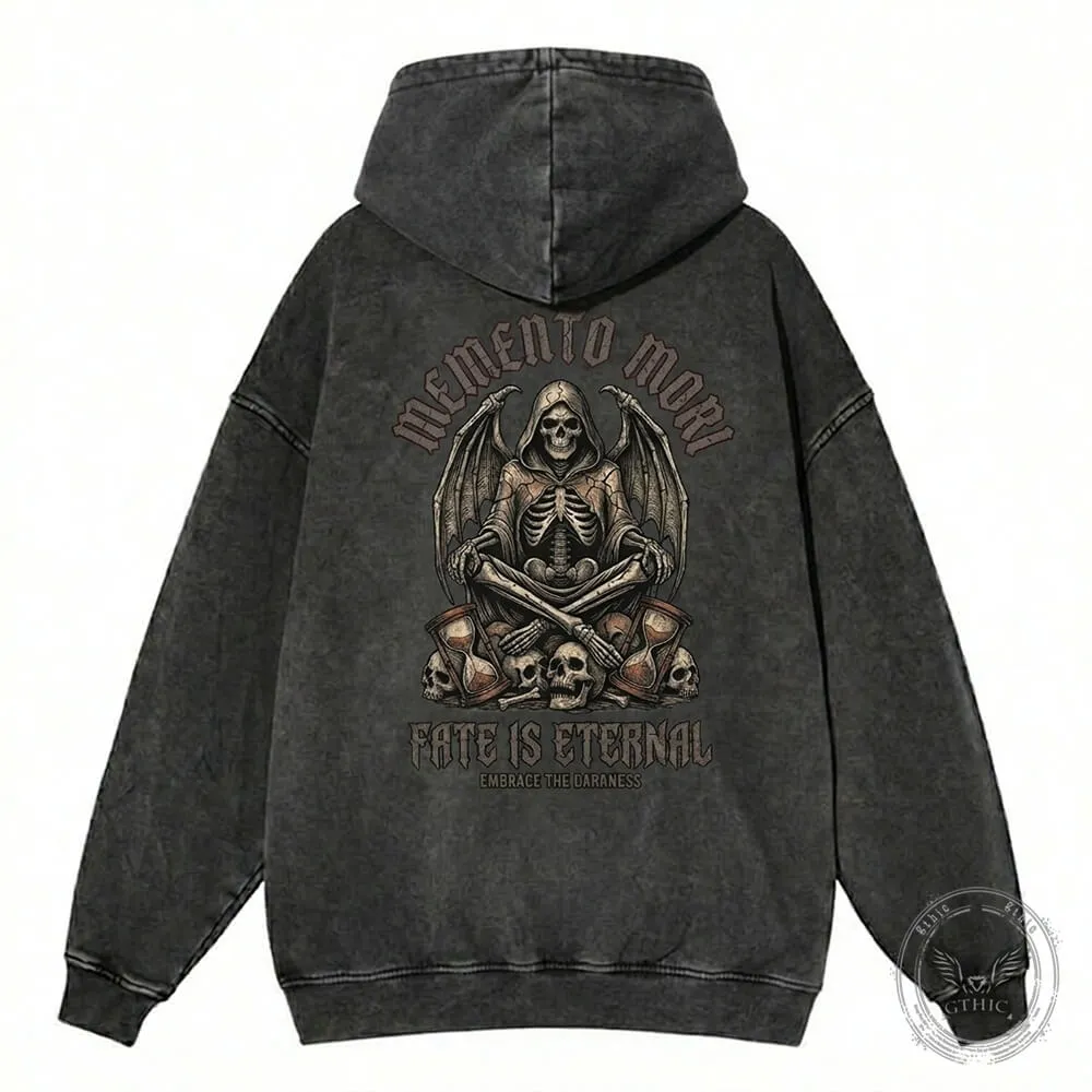 Fate Is Eternal Winged Skeleton Vintage Washed Hoodie sold by GTHIC product image thumbnail 4