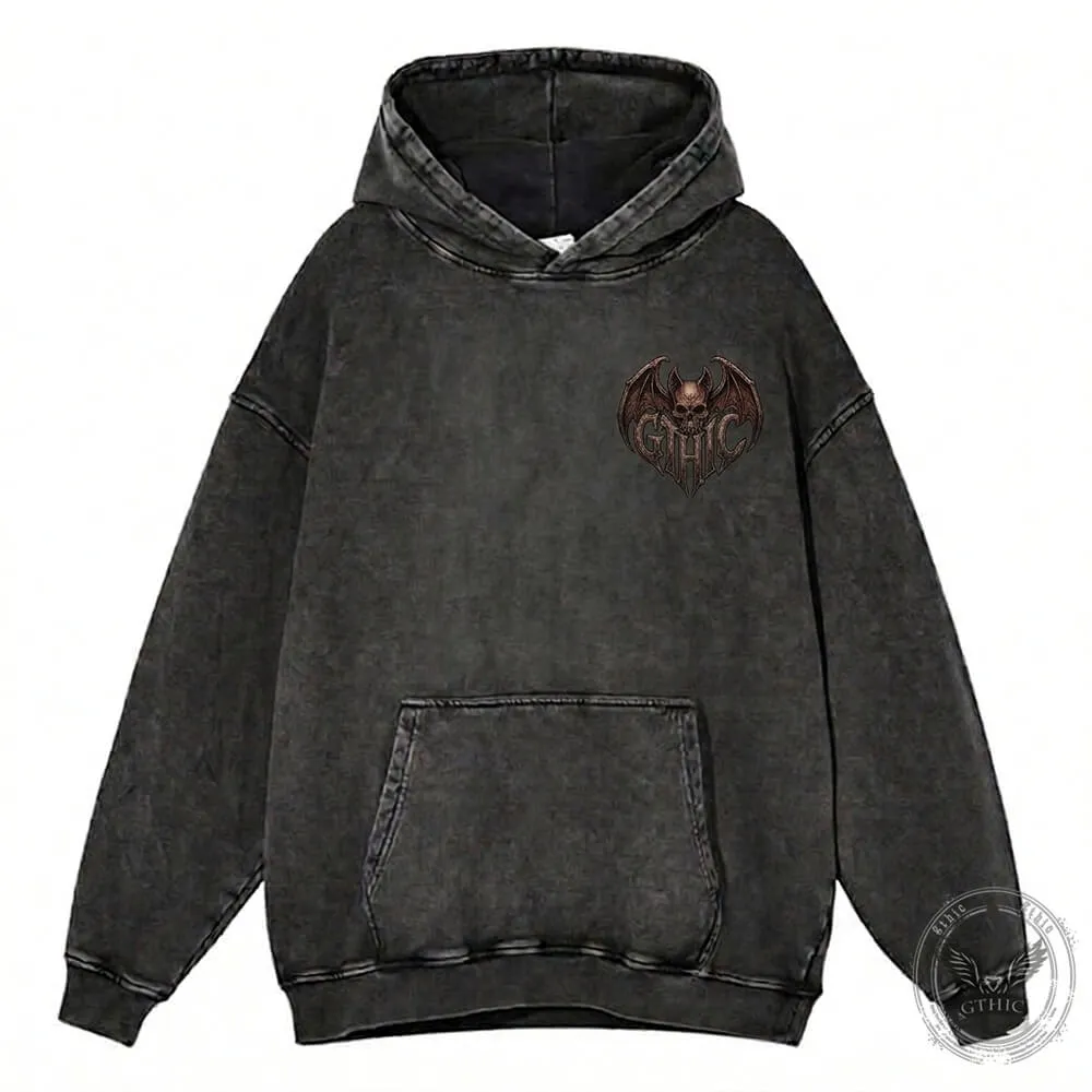 Memento Mori Meditating Skeleton Vintage Washed Hoodie sold by GTHIC product image thumbnail 3