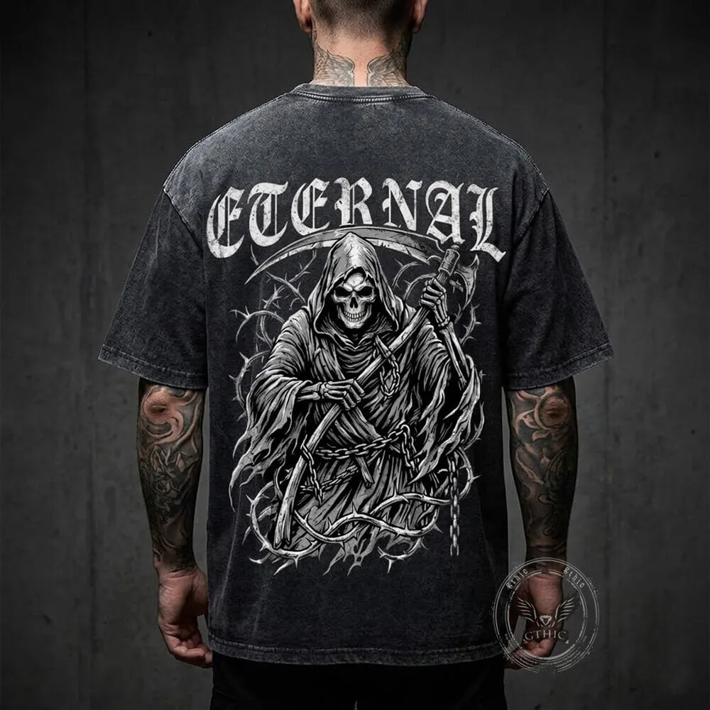 Eternal Grim Reaper Skull Vintage Washed T-shirt sold by GTHIC product image thumbnail 2