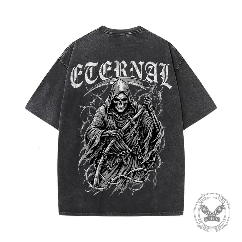Eternal Grim Reaper Skull Vintage Washed T-shirt sold by GTHIC product image thumbnail 3