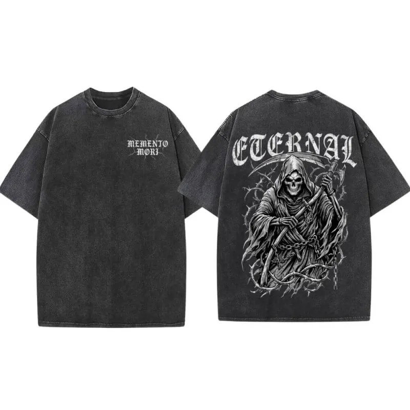 Eternal Grim Reaper Skull Vintage Washed T-shirt made by GTHIC