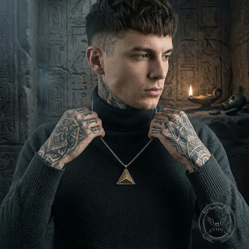 Hip-Hop Eye of Horus Stainless Steel Triangle Pendant sold by GTHIC product image thumbnail 2