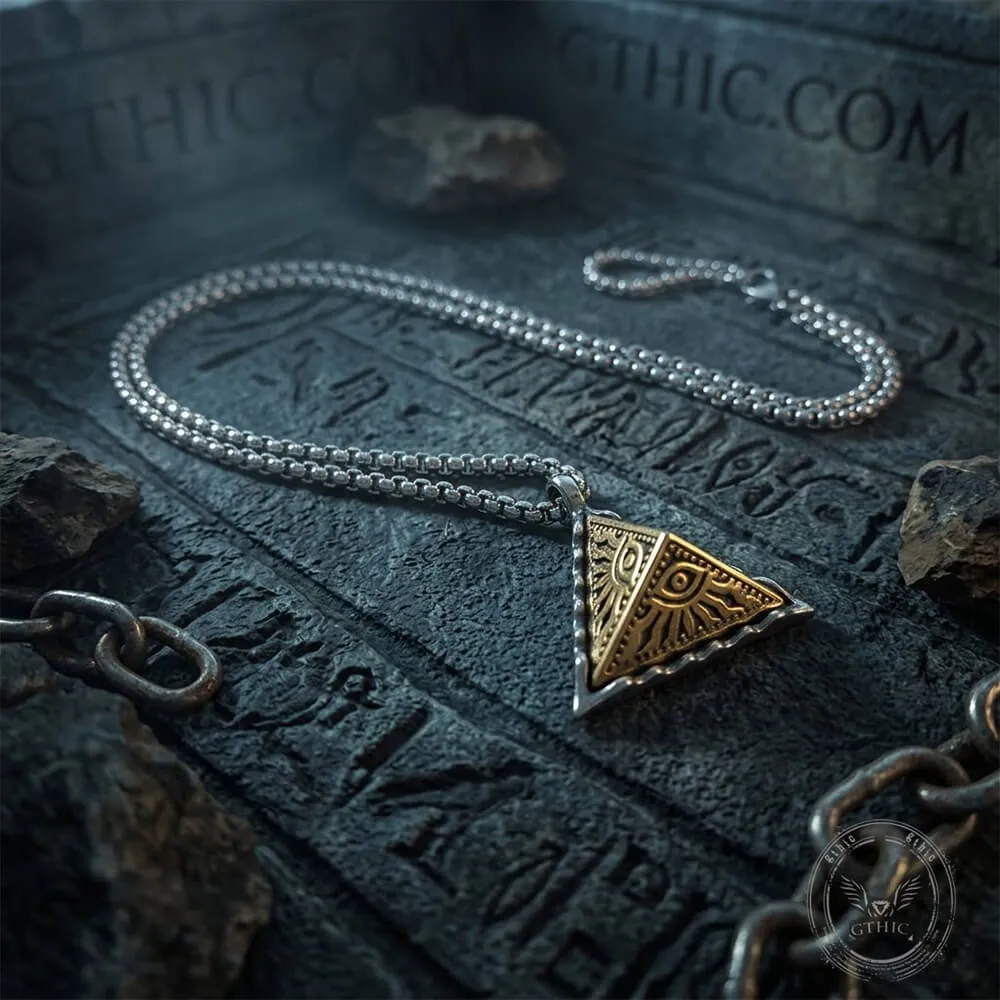 Hip-Hop Eye of Horus Stainless Steel Triangle Pendant sold by GTHIC product image thumbnail 3