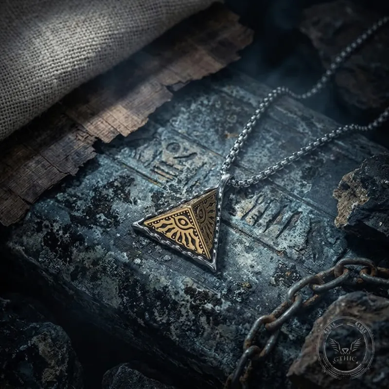 Hip-Hop Eye of Horus Stainless Steel Triangle Pendant sold by GTHIC