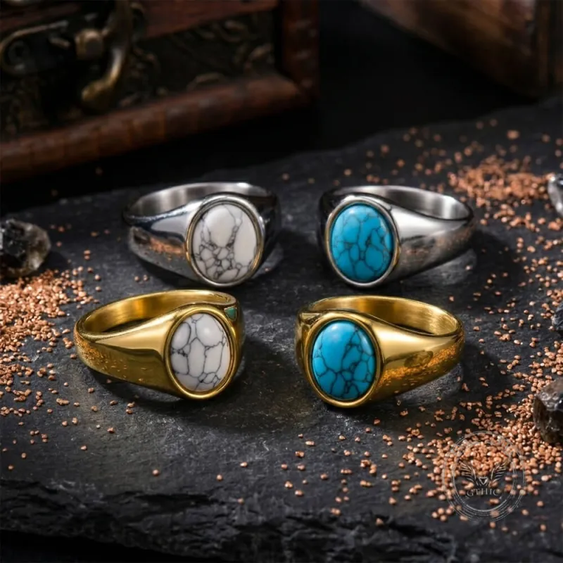 Stylish Turquoise Stainless Steel Simple Ring made by GTHIC