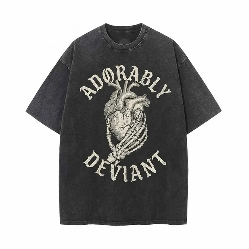 Adorably Deviant Skull Hand Heart Vintage Washed T-shirt made by GTHIC