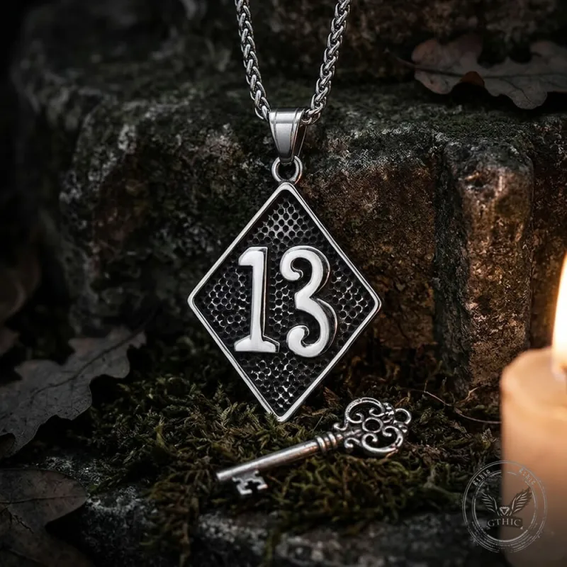 Retro Letter 13 Stainless Steel Pendant made by GTHIC