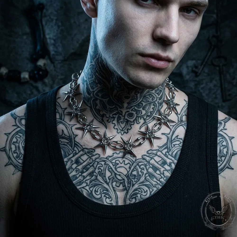 Punk Studded Stainless Steel Clavicle Necklace sold by GTHIC product image thumbnail 2