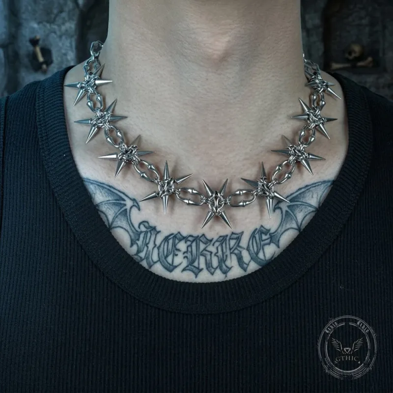 Punk Studded Stainless Steel Clavicle Necklace made by GTHIC