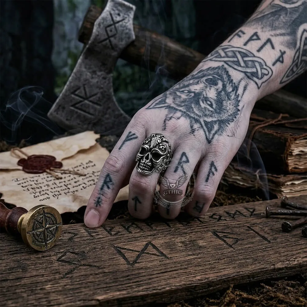 Vintage Skull Filigree Stainless Steel Gothic Ring sold by GTHIC product image thumbnail 3